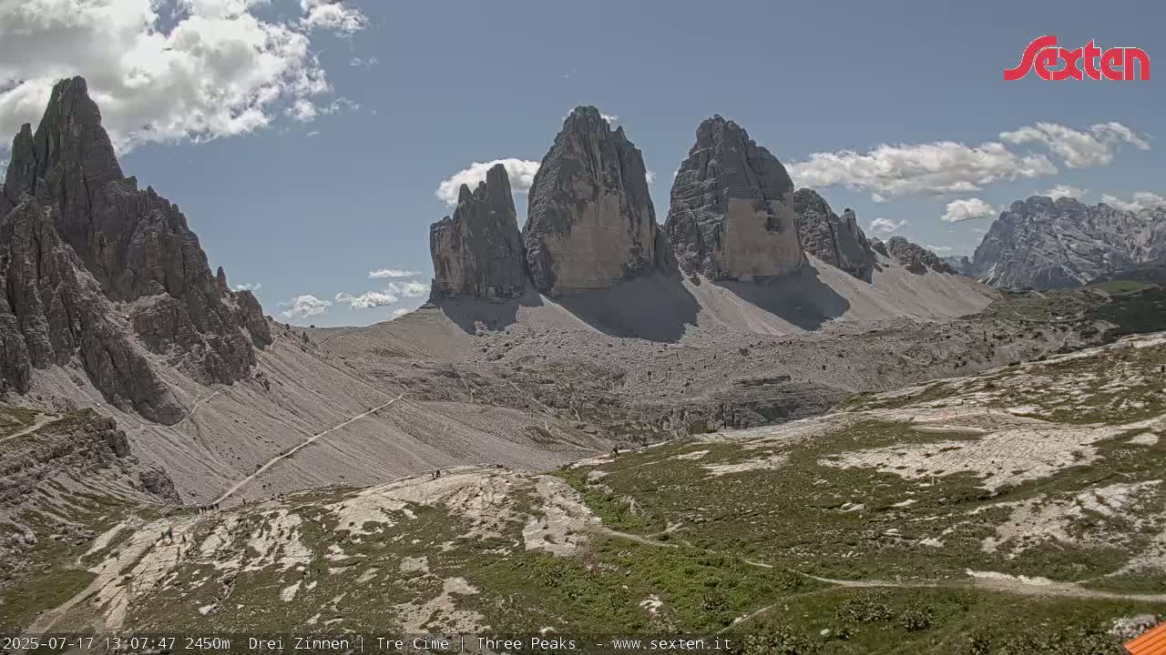 3 Zinnen Dolomites ,Tre Cime di Lavaredo (Three Peaks of Lavaredo) Live Cam - Belluno, Veneto, Italy