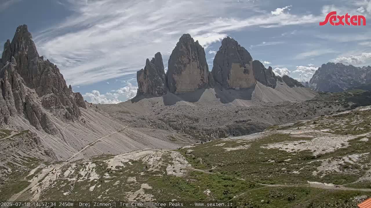 3 Zinnen Dolomites ,Tre Cime di Lavaredo (Three Peaks of Lavaredo) Live Cam - Belluno, Veneto, Italy