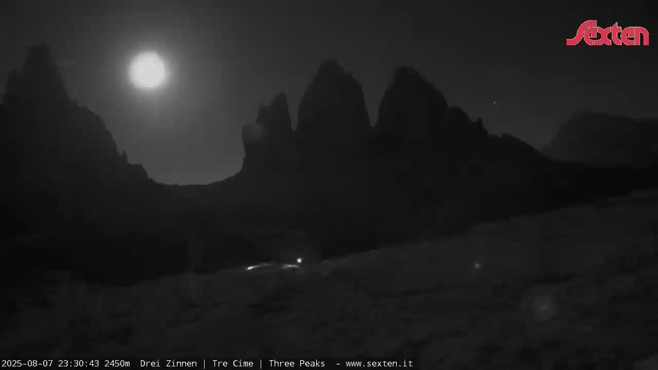 3 Zinnen Dolomites ,Tre Cime di Lavaredo (Three Peaks of Lavaredo) Live Cam - Belluno, Veneto, Italy