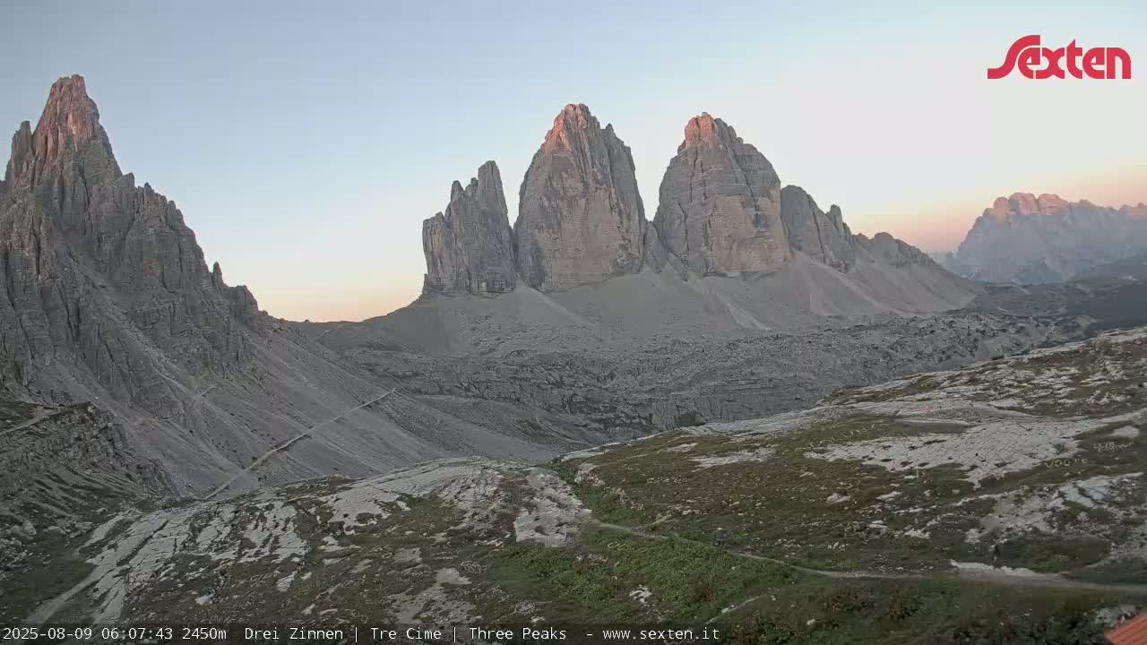 3 Zinnen Dolomites ,Tre Cime di Lavaredo (Three Peaks of Lavaredo) Live Cam - Belluno, Veneto, Italy
