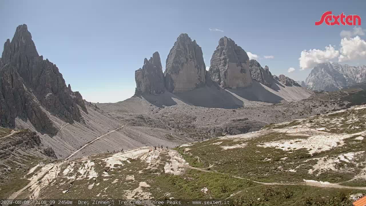 3 Zinnen Dolomites ,Tre Cime di Lavaredo (Three Peaks of Lavaredo) Live Cam - Belluno, Veneto, Italy