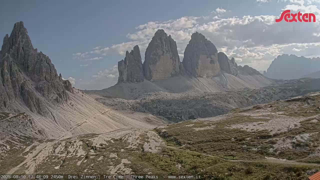 3 Zinnen Dolomites ,Tre Cime di Lavaredo (Three Peaks of Lavaredo) Live Cam - Belluno, Veneto, Italy