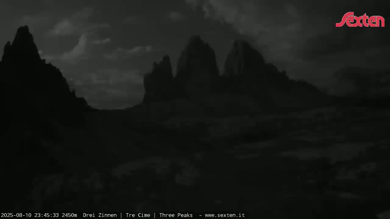3 Zinnen Dolomites ,Tre Cime di Lavaredo (Three Peaks of Lavaredo) Live Cam - Belluno, Veneto, Italy