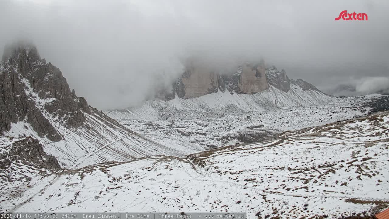 3 Zinnen Dolomites ,Tre Cime di Lavaredo (Three Peaks of Lavaredo) Live Cam - Belluno, Veneto, Italy