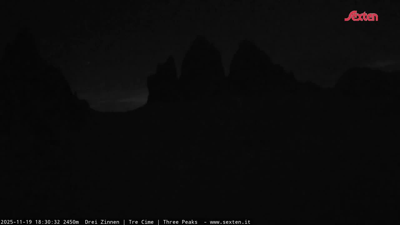 3 Zinnen Dolomites ,Tre Cime di Lavaredo (Three Peaks of Lavaredo) Live Cam - Belluno, Veneto, Italy