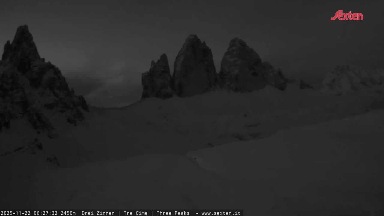 3 Zinnen Dolomites ,Tre Cime di Lavaredo (Three Peaks of Lavaredo) Live Cam - Belluno, Veneto, Italy
