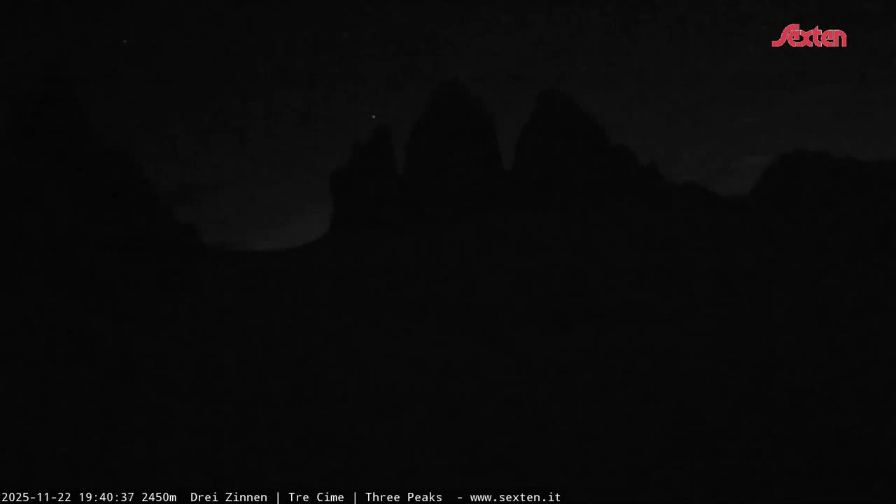 3 Zinnen Dolomites ,Tre Cime di Lavaredo (Three Peaks of Lavaredo) Live Cam - Belluno, Veneto, Italy