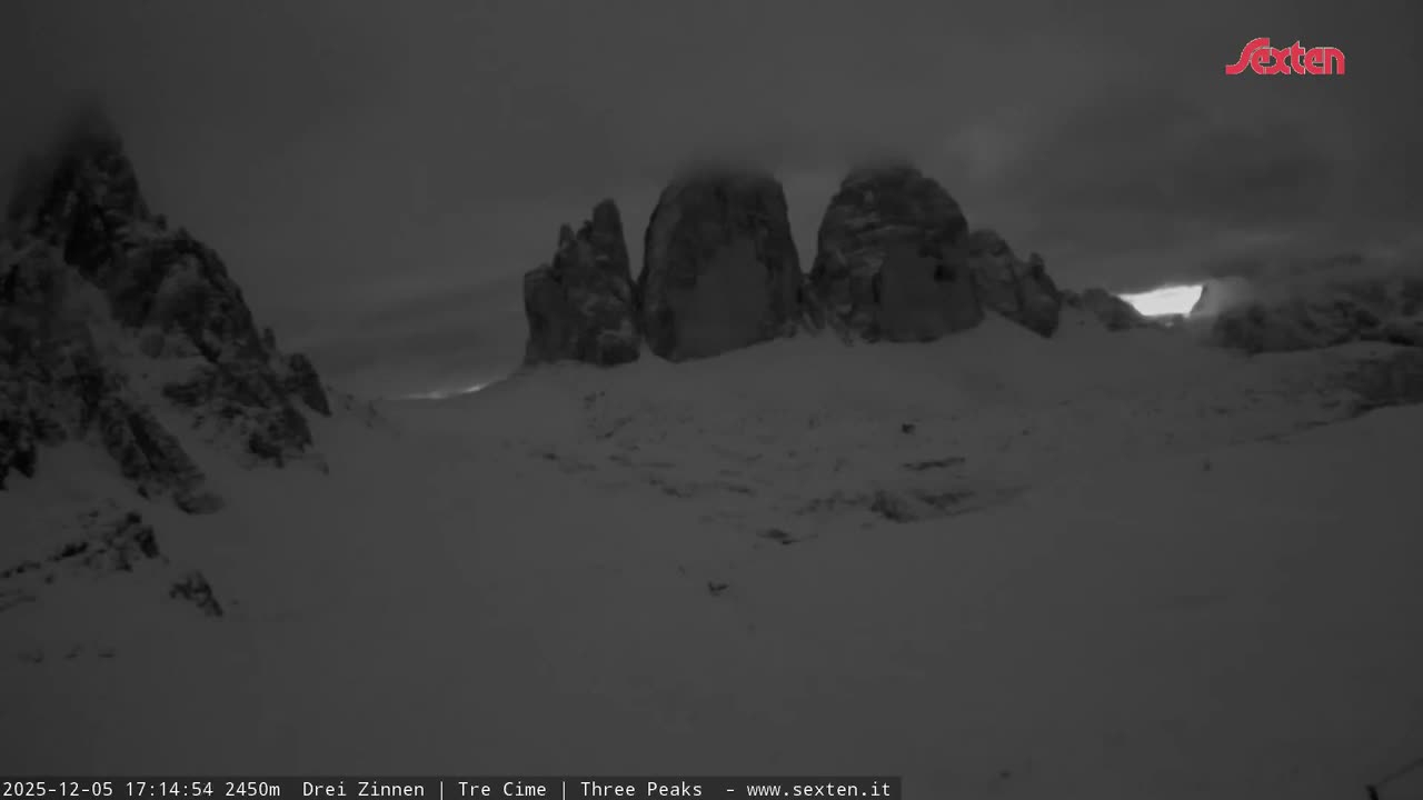 3 Zinnen Dolomites ,Tre Cime di Lavaredo (Three Peaks of Lavaredo) Live Cam - Belluno, Veneto, Italy
