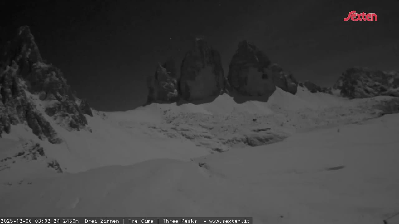 3 Zinnen Dolomites ,Tre Cime di Lavaredo (Three Peaks of Lavaredo) Live Cam - Belluno, Veneto, Italy