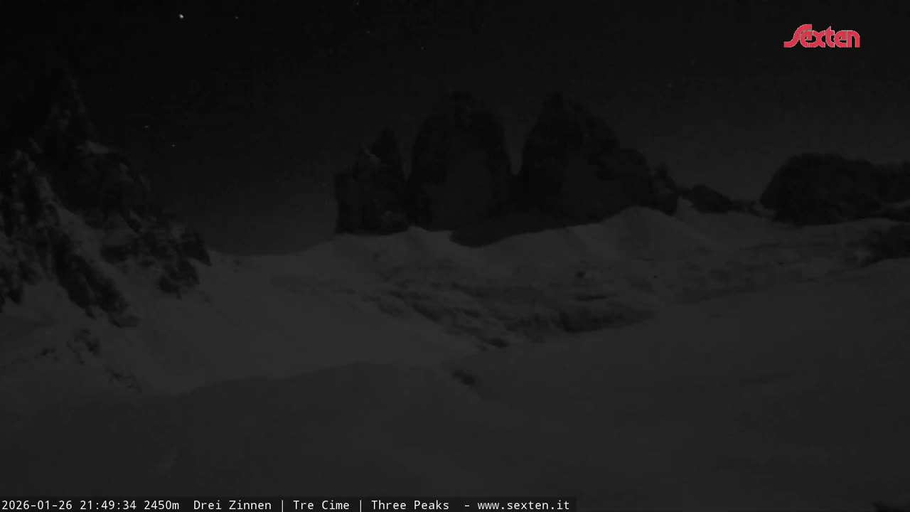 3 Zinnen Dolomites ,Tre Cime di Lavaredo (Three Peaks of Lavaredo) Live Cam - Belluno, Veneto, Italy