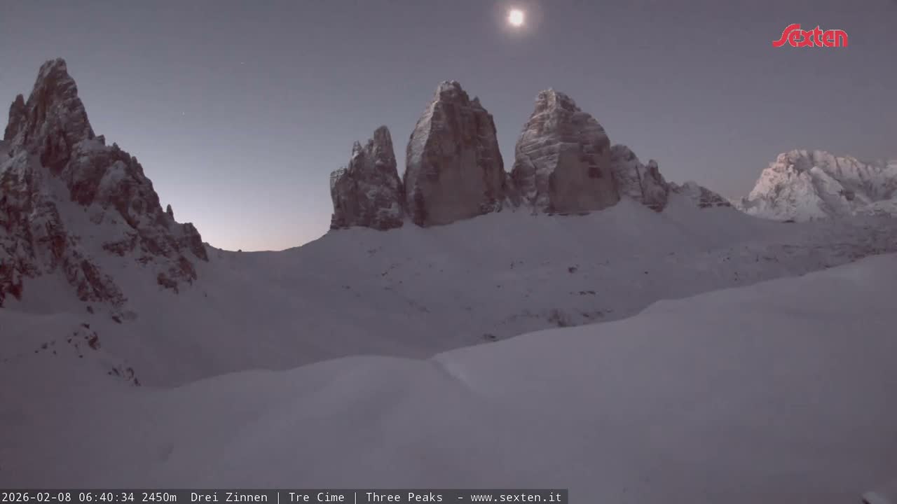 3 Zinnen Dolomites ,Tre Cime di Lavaredo (Three Peaks of Lavaredo) Live Cam - Belluno, Veneto, Italy