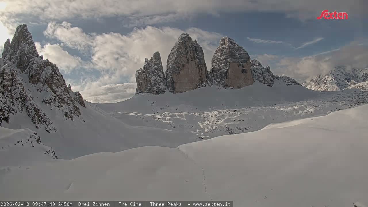 3 Zinnen Dolomites ,Tre Cime di Lavaredo (Three Peaks of Lavaredo) Live Cam - Belluno, Veneto, Italy