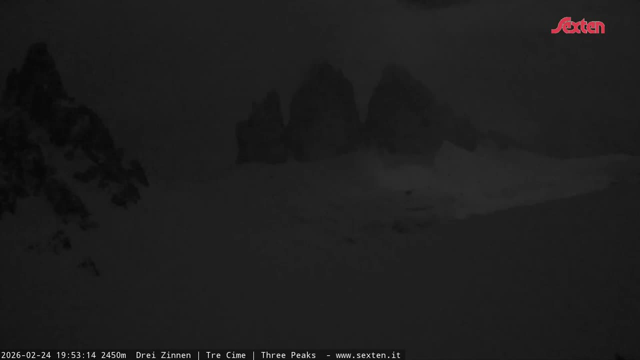 3 Zinnen Dolomites ,Tre Cime di Lavaredo (Three Peaks of Lavaredo) Live Cam - Belluno, Veneto, Italy