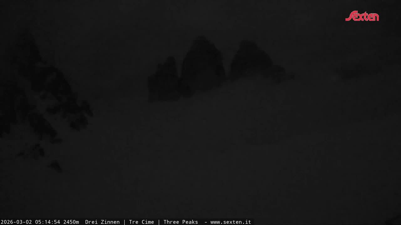 3 Zinnen Dolomites ,Tre Cime di Lavaredo (Three Peaks of Lavaredo) Live Cam - Belluno, Veneto, Italy