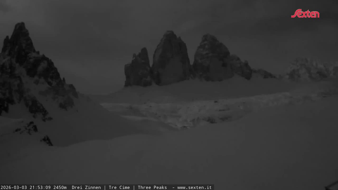 3 Zinnen Dolomites ,Tre Cime di Lavaredo (Three Peaks of Lavaredo) Live Cam - Belluno, Veneto, Italy