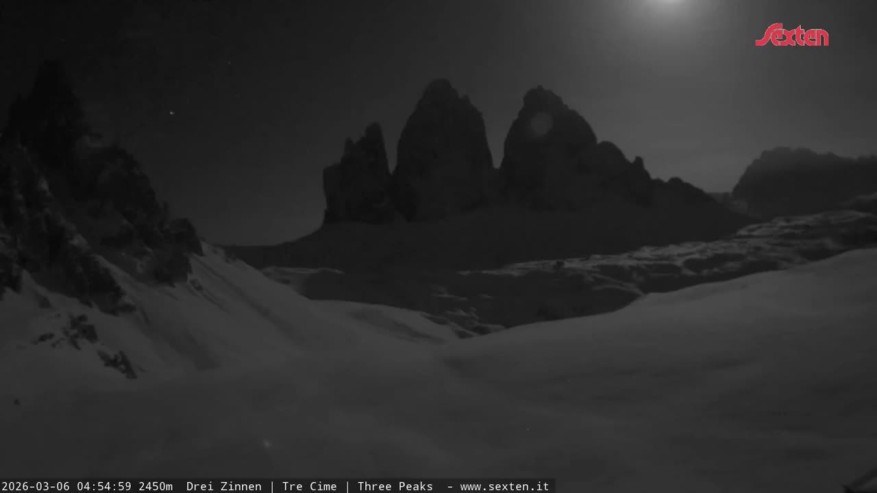 3 Zinnen Dolomites ,Tre Cime di Lavaredo (Three Peaks of Lavaredo) Live Cam - Belluno, Veneto, Italy