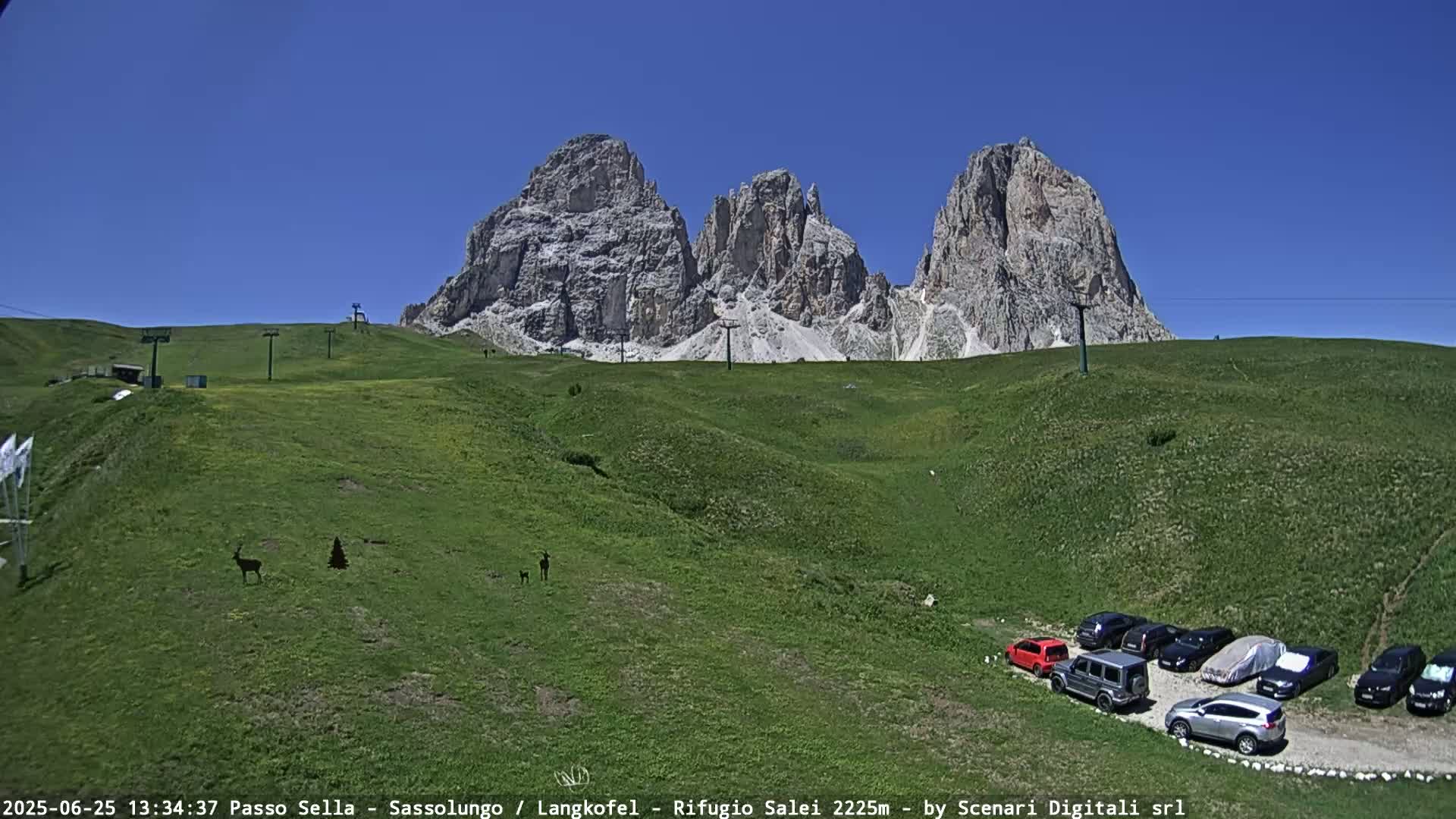 Sassolungo , Langkofel - Passo Sella Ski Slopes Dolomites Live Cam  - Bolzano, Trentino-South Tyrol, Italy