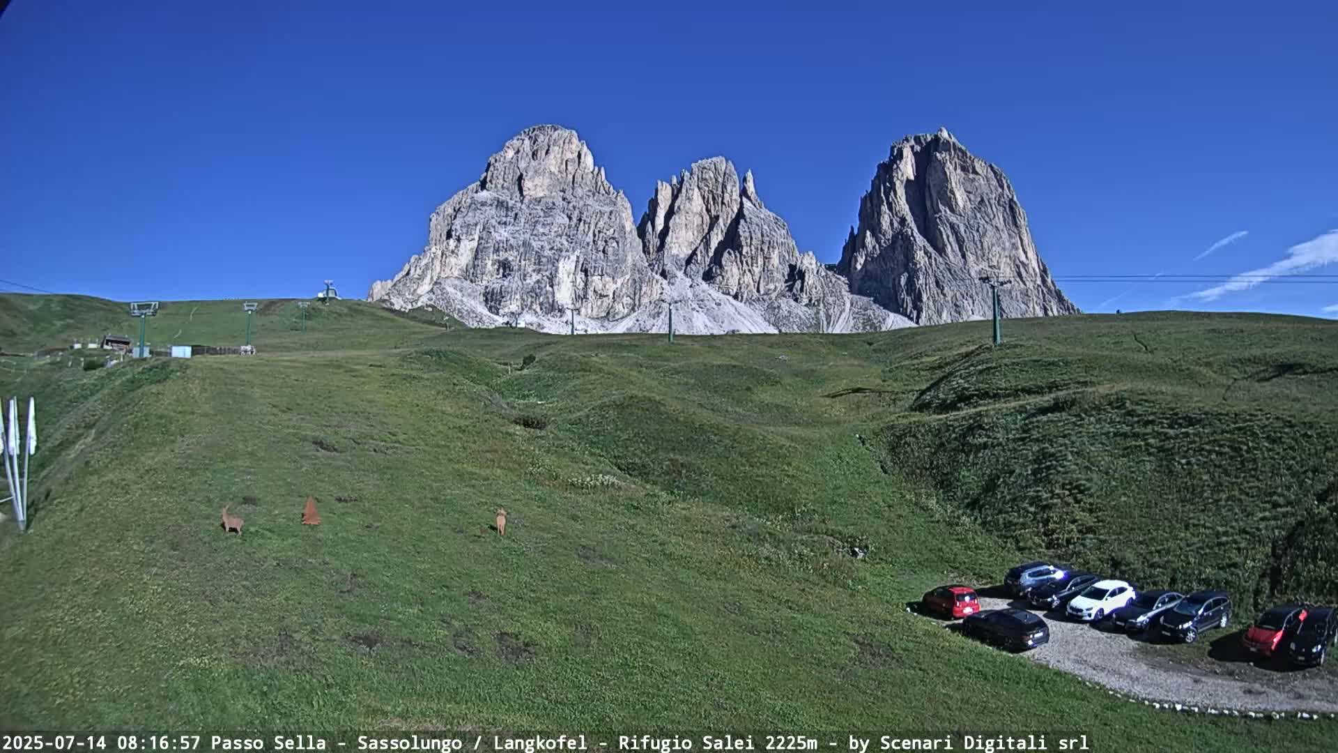 Sassolungo , Langkofel - Passo Sella Ski Slopes Dolomites Live Cam  - Bolzano, Trentino-South Tyrol, Italy