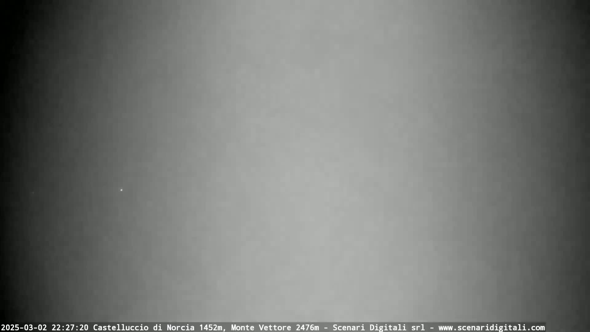 A mostly gray, overcast night sky is visible.