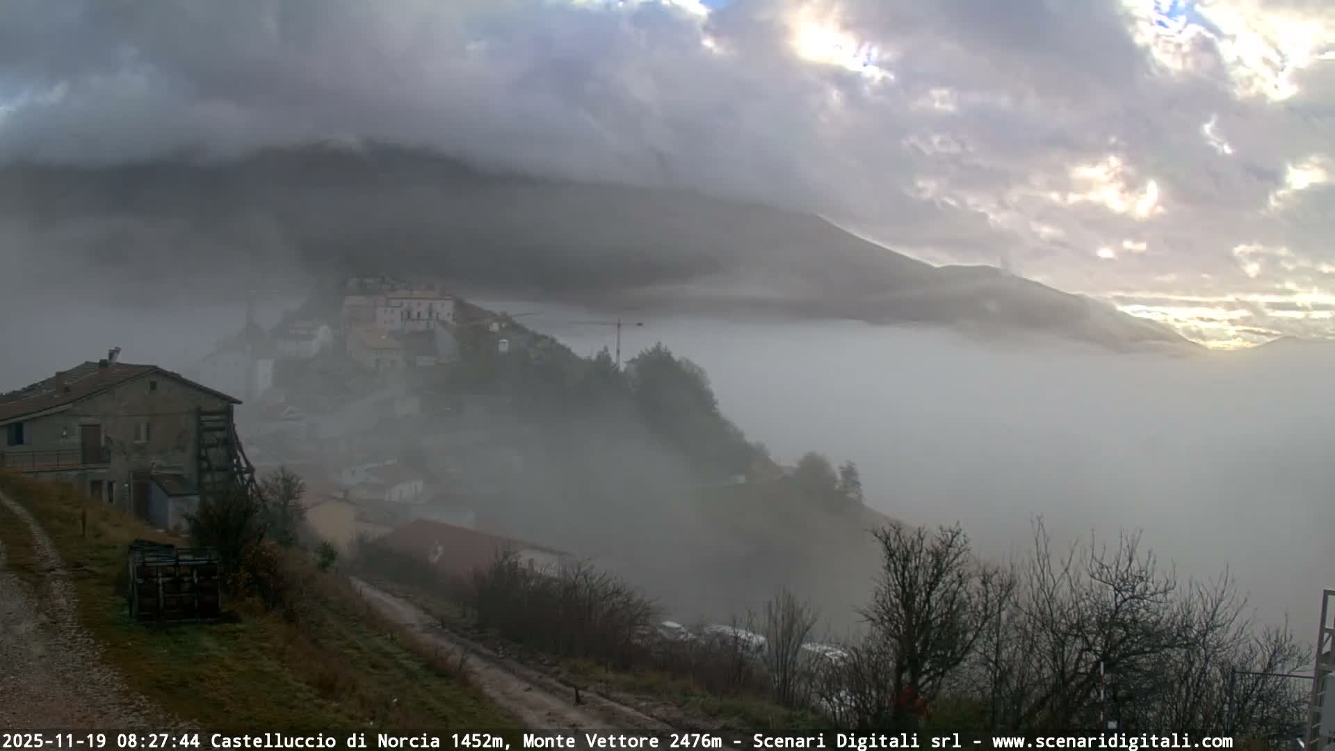 Castelluccio City di Norcia & Monte Vettoretto Mount Panaromic Live Cam - Perugia, Umbria, Italy