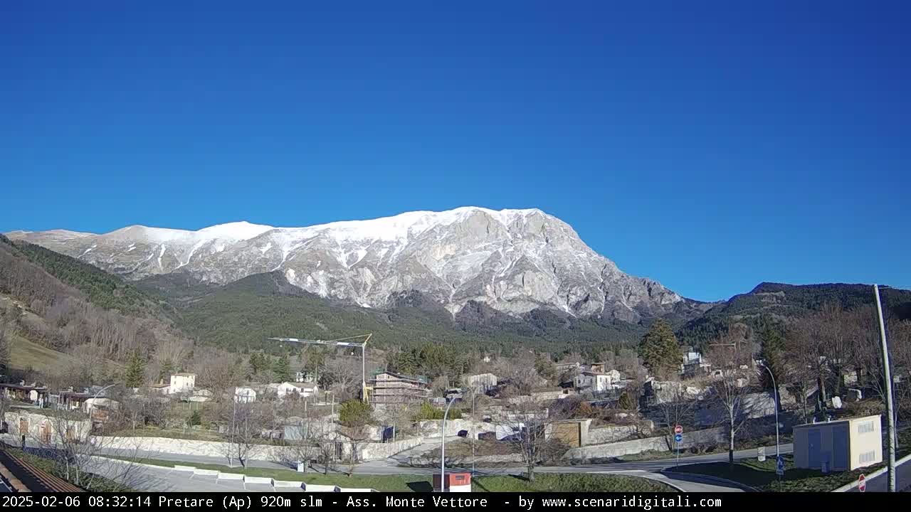 Monte Vettore Mount Panaromic from Pretare Live Cam - Ascoli Piceno, Marche, Italy