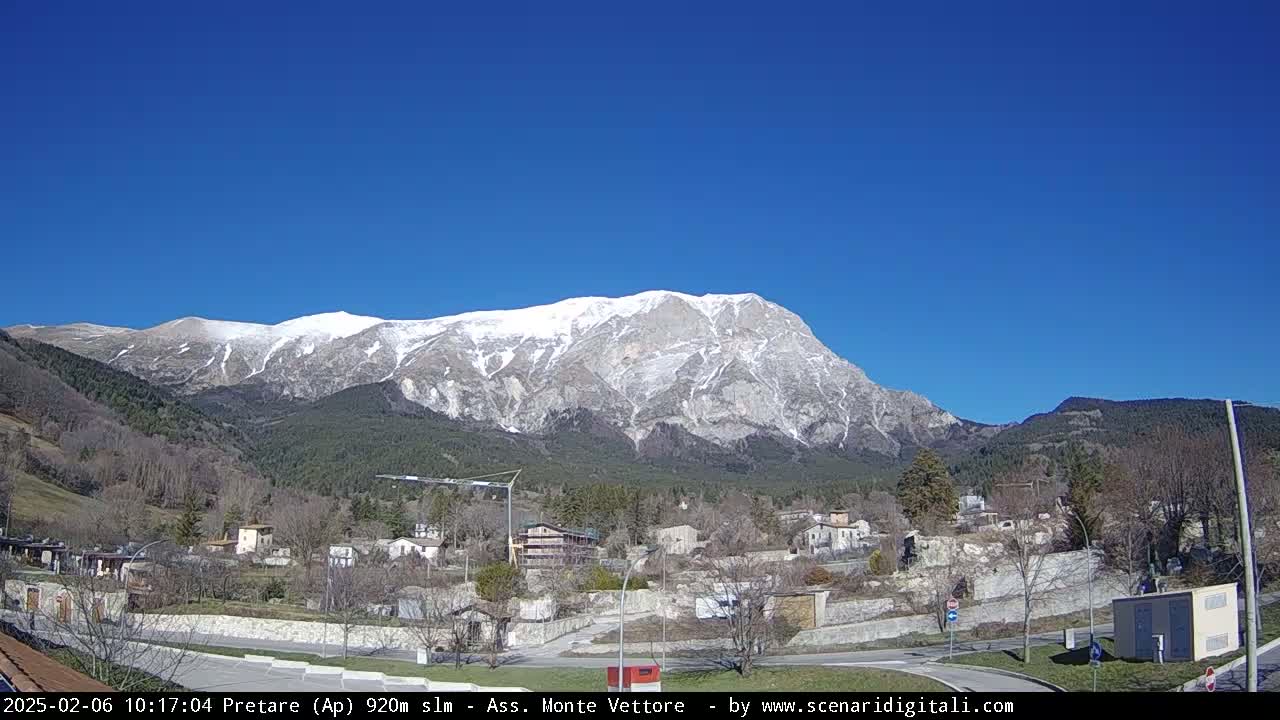 Monte Vettore Mount Panaromic from Pretare Live Cam - Ascoli Piceno, Marche, Italy