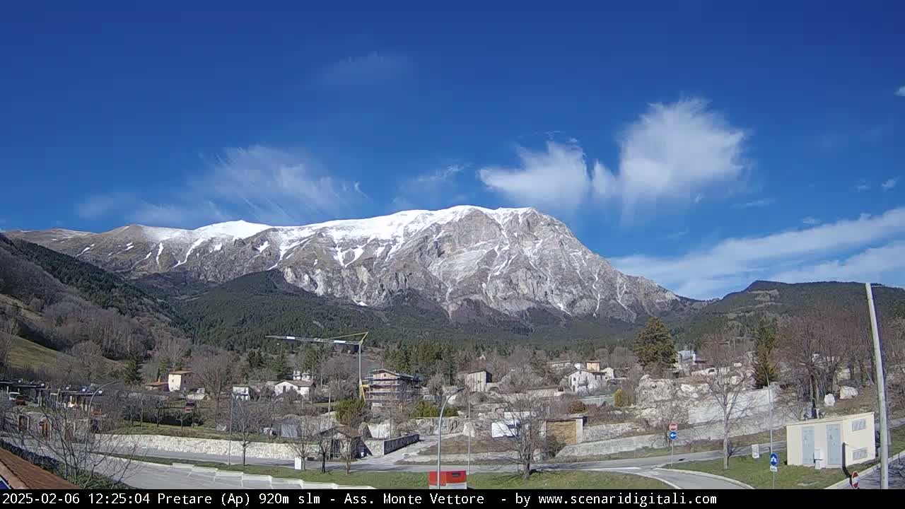 Monte Vettore Mount Panaromic from Pretare Live Cam - Ascoli Piceno, Marche, Italy