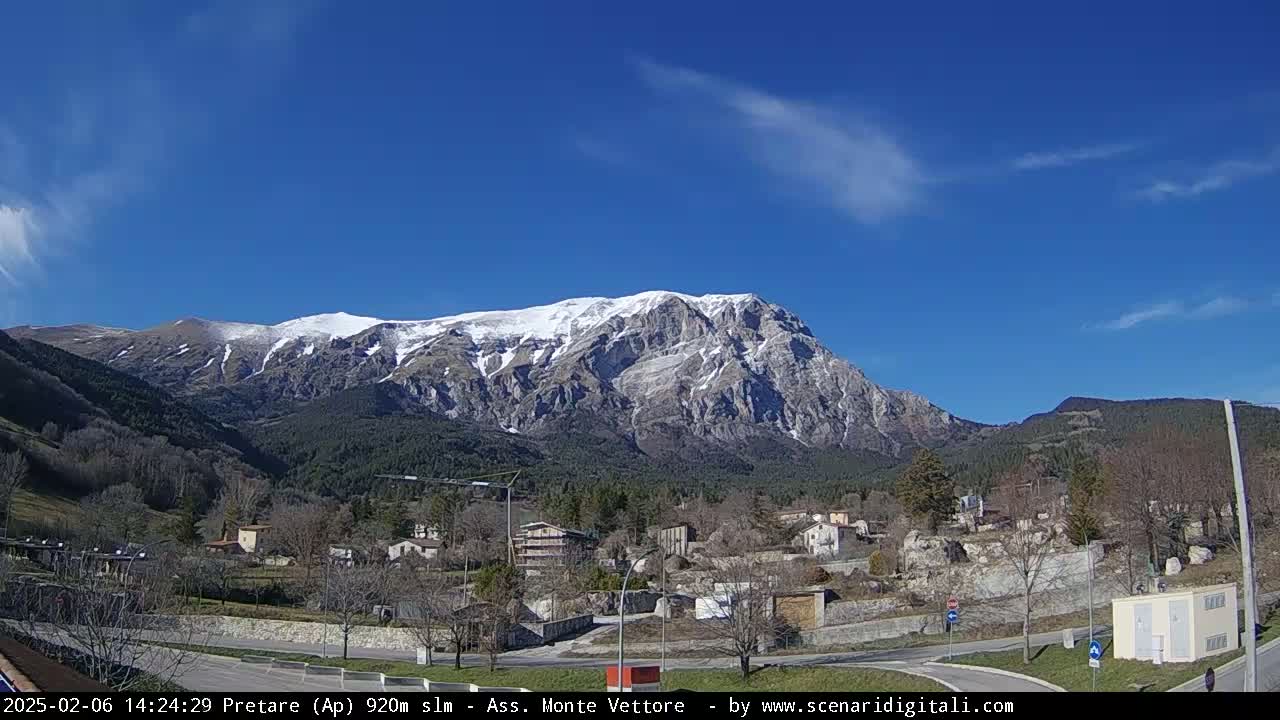 Monte Vettore Mount Panaromic from Pretare Live Cam - Ascoli Piceno, Marche, Italy