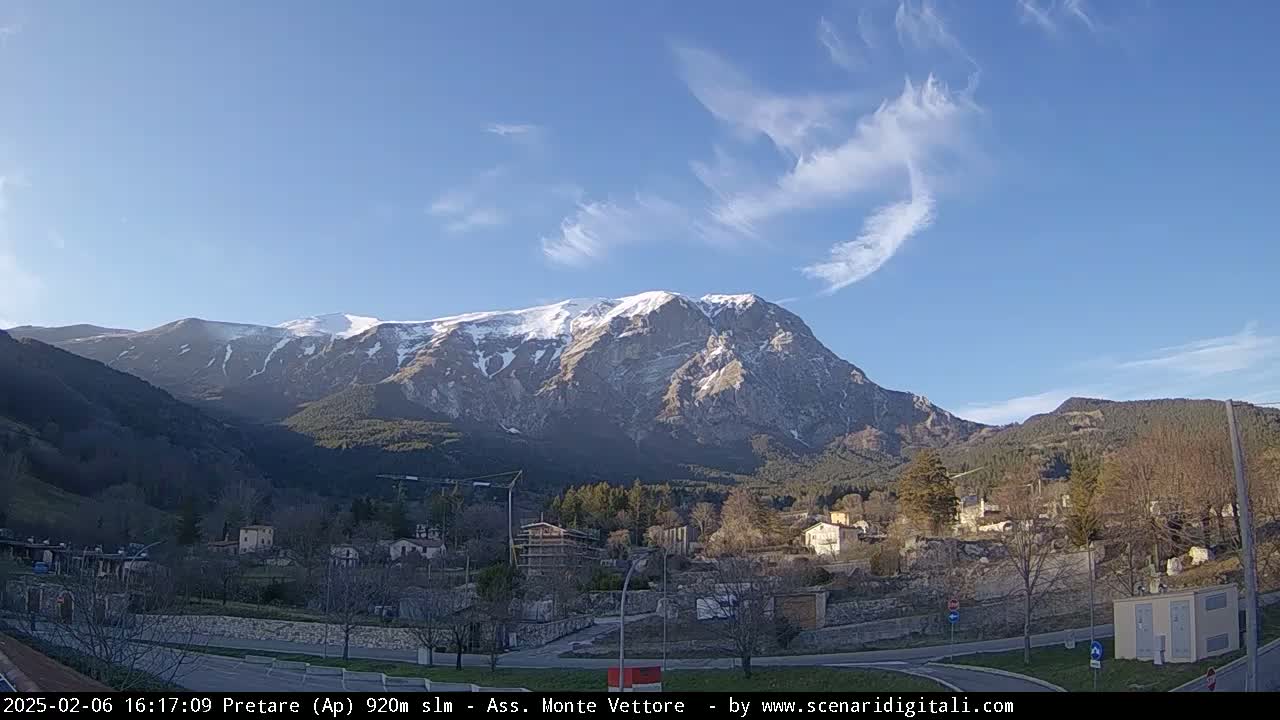 Monte Vettore Mount Panaromic from Pretare Live Cam - Ascoli Piceno, Marche, Italy