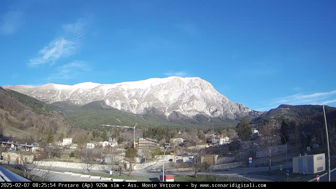 Monte Vettore Mount Panaromic from Pretare Live Cam - Ascoli Piceno, Marche, Italy
