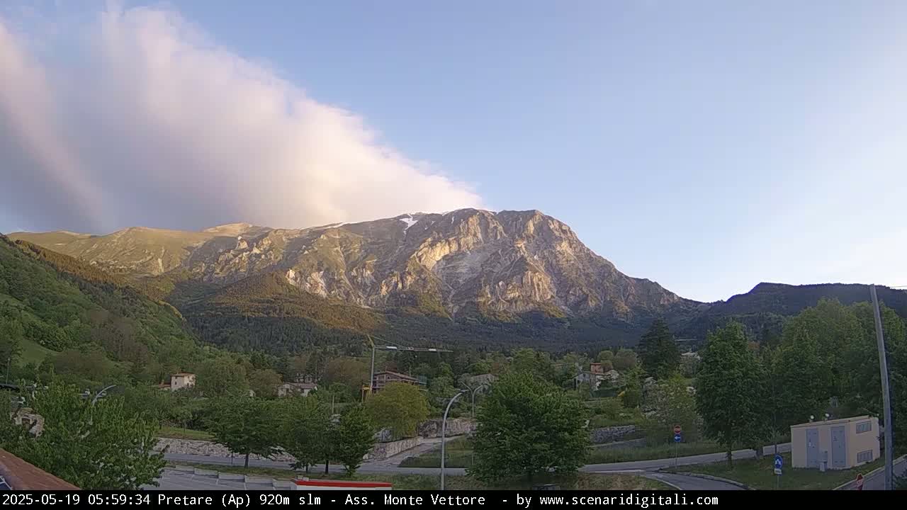 Monte Vettore Mount Panaromic from Pretare Live Cam - Ascoli Piceno, Marche, Italy