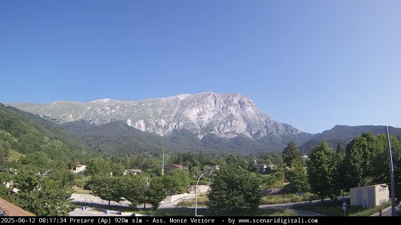 Monte Vettore Mount Panaromic from Pretare Live Cam - Ascoli Piceno, Marche, Italy