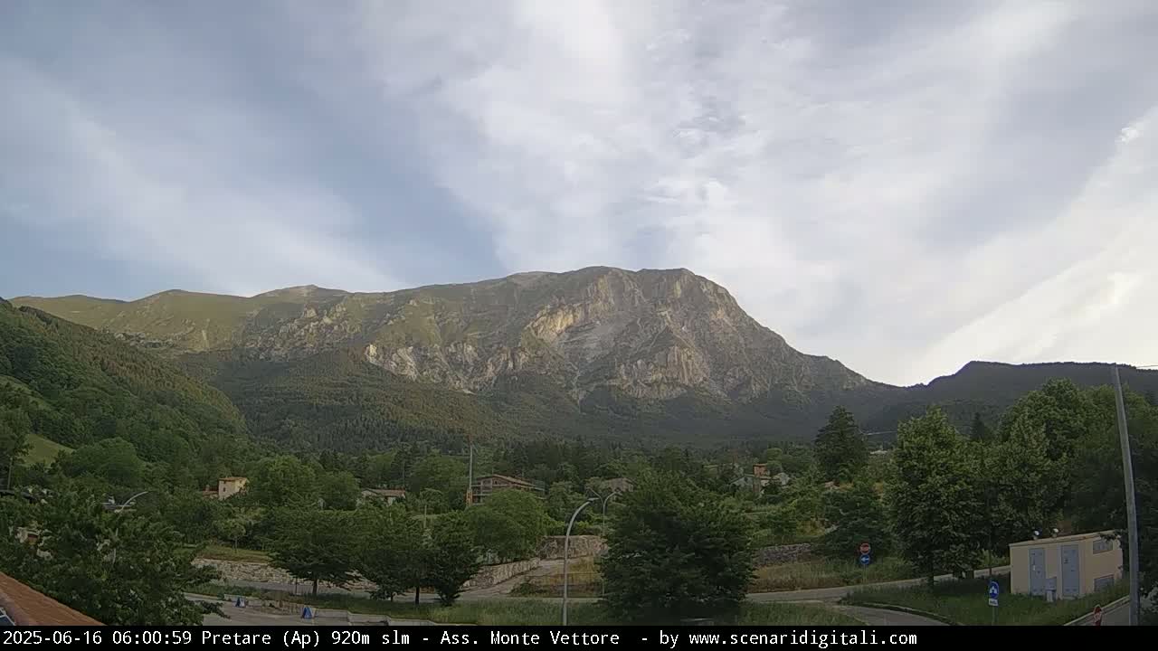 Monte Vettore Mount Panaromic from Pretare Live Cam - Ascoli Piceno, Marche, Italy