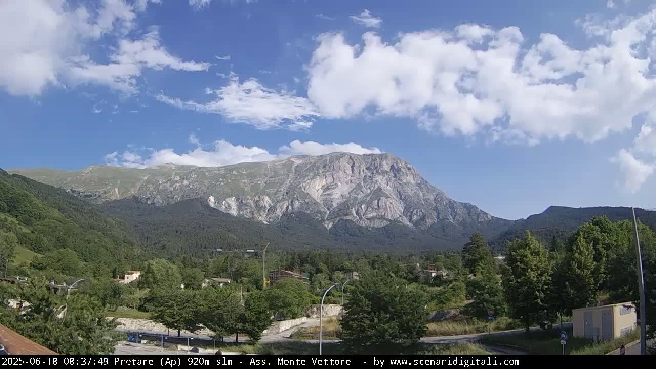 Monte Vettore Mount Panaromic from Pretare Live Cam - Ascoli Piceno, Marche, Italy