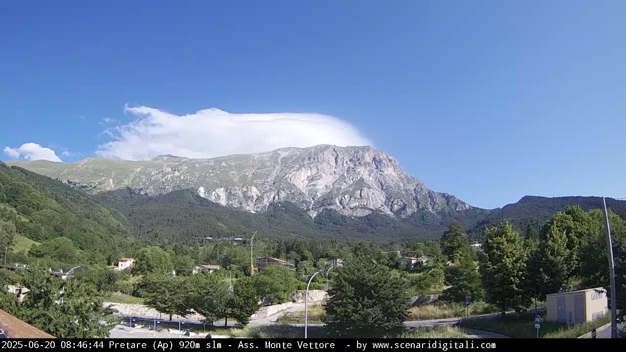 Monte Vettore Mount Panaromic from Pretare Live Cam - Ascoli Piceno, Marche, Italy