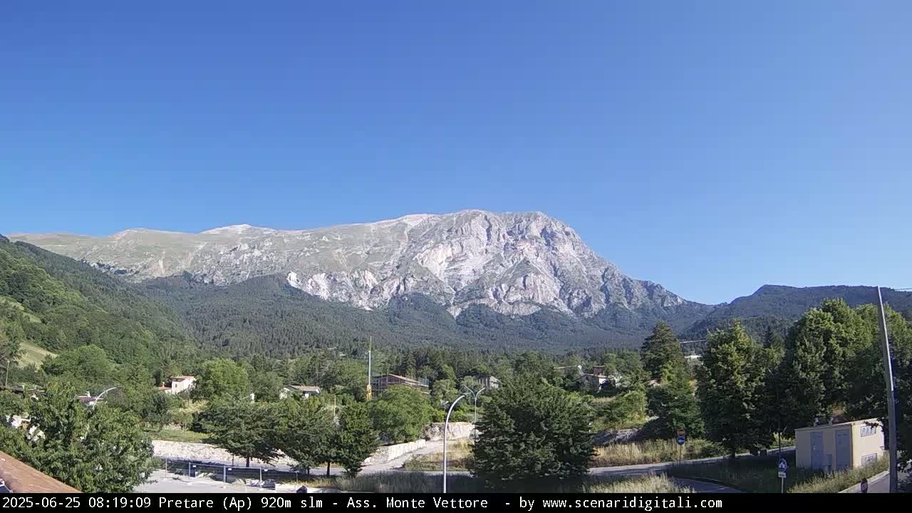 Monte Vettore Mount Panaromic from Pretare Live Cam - Ascoli Piceno, Marche, Italy
