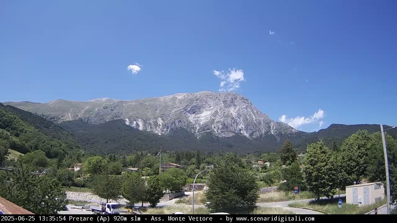 Monte Vettore Mount Panaromic from Pretare Live Cam - Ascoli Piceno, Marche, Italy