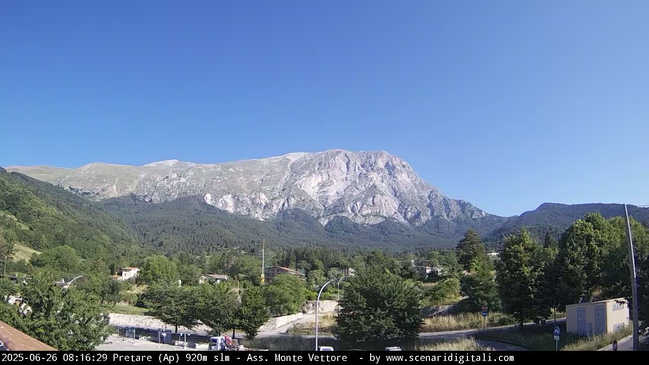 Monte Vettore Mount Panaromic from Pretare Live Cam - Ascoli Piceno, Marche, Italy