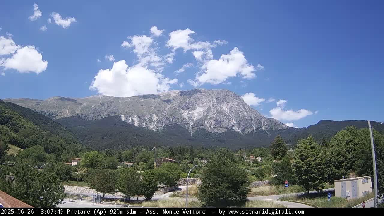 Monte Vettore Mount Panaromic from Pretare Live Cam - Ascoli Piceno, Marche, Italy