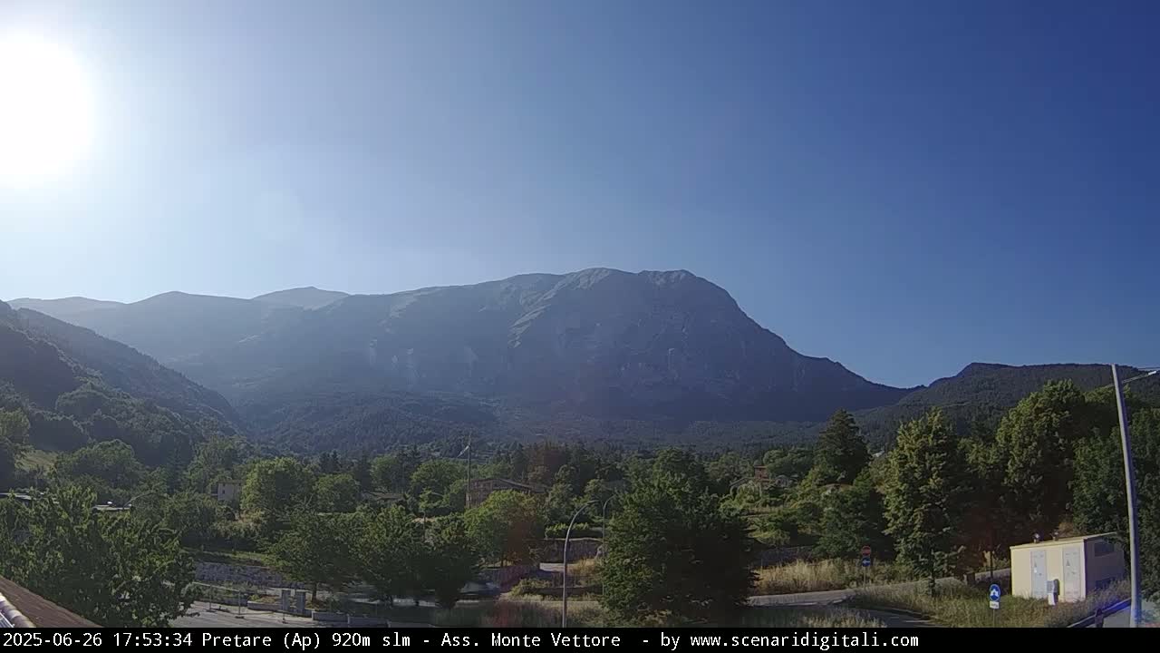 Monte Vettore Mount Panaromic from Pretare Live Cam - Ascoli Piceno, Marche, Italy
