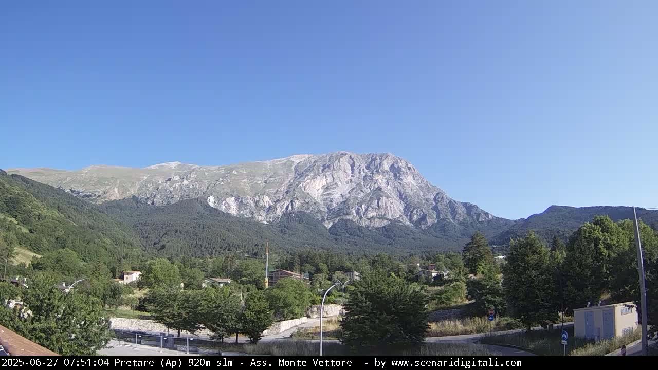 Monte Vettore Mount Panaromic from Pretare Live Cam - Ascoli Piceno, Marche, Italy