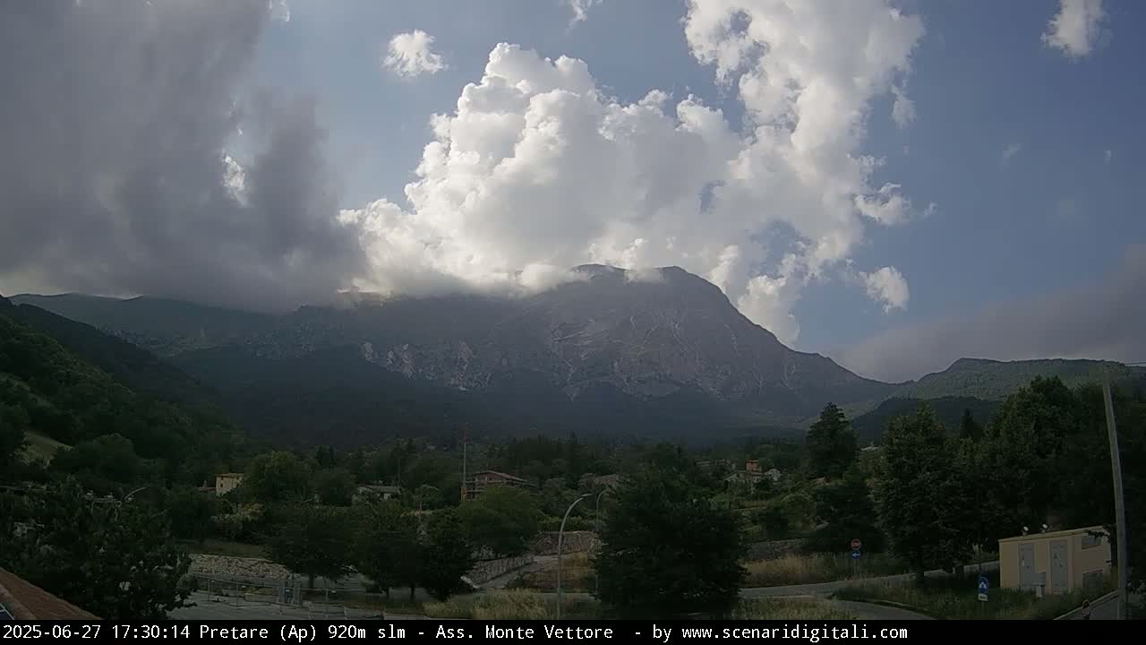 Monte Vettore Mount Panaromic from Pretare Live Cam - Ascoli Piceno, Marche, Italy
