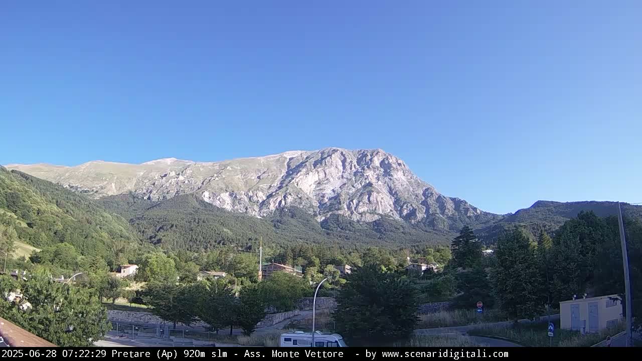 Monte Vettore Mount Panaromic from Pretare Live Cam - Ascoli Piceno, Marche, Italy