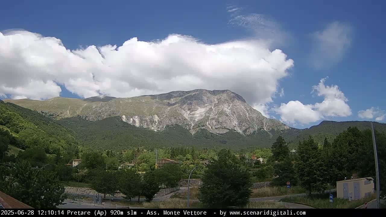 Monte Vettore Mount Panaromic from Pretare Live Cam - Ascoli Piceno, Marche, Italy