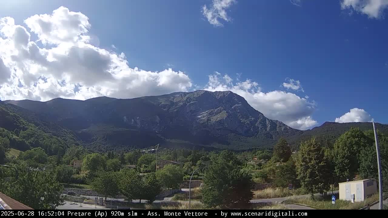 Monte Vettore Mount Panaromic from Pretare Live Cam - Ascoli Piceno, Marche, Italy