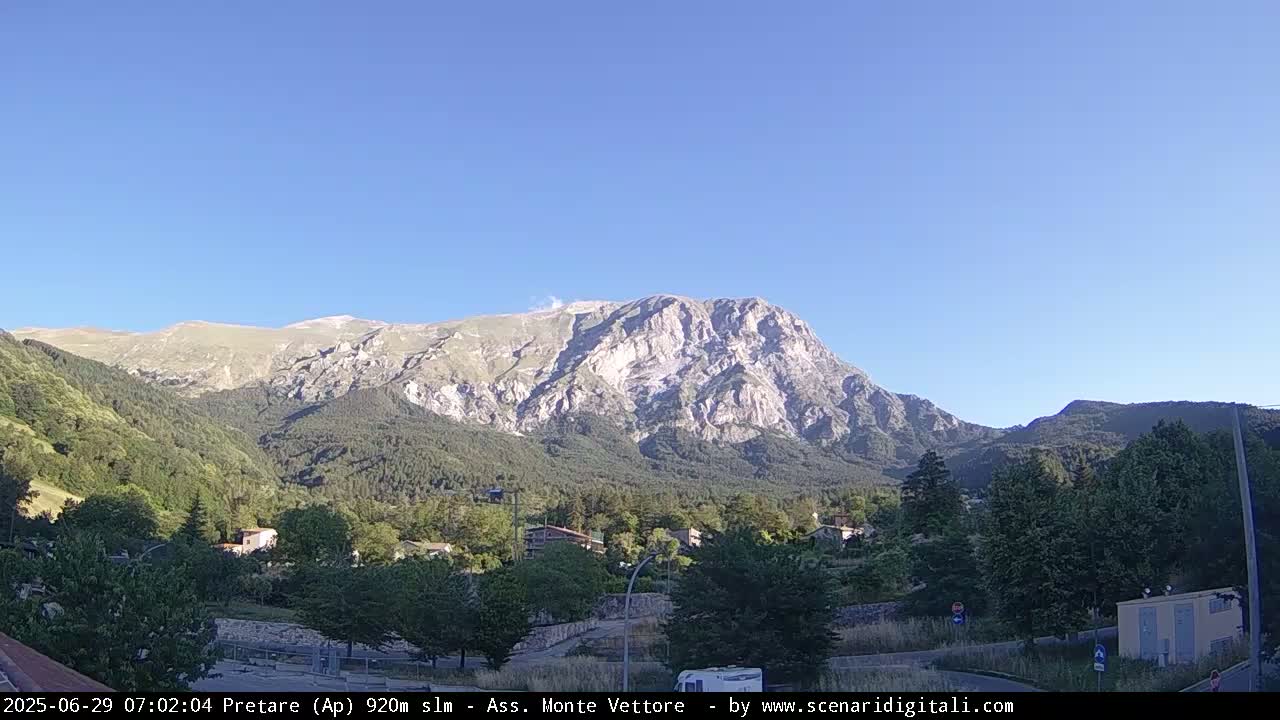 Monte Vettore Mount Panaromic from Pretare Live Cam - Ascoli Piceno, Marche, Italy