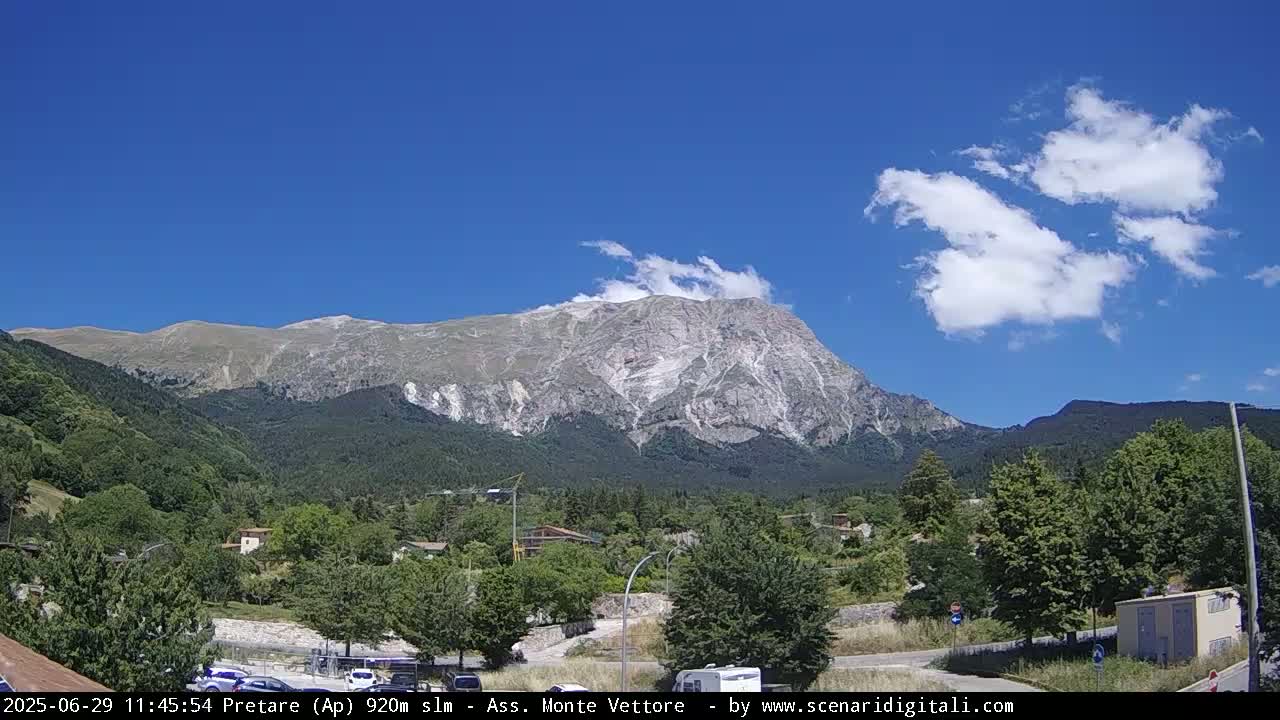 Monte Vettore Mount Panaromic from Pretare Live Cam - Ascoli Piceno, Marche, Italy