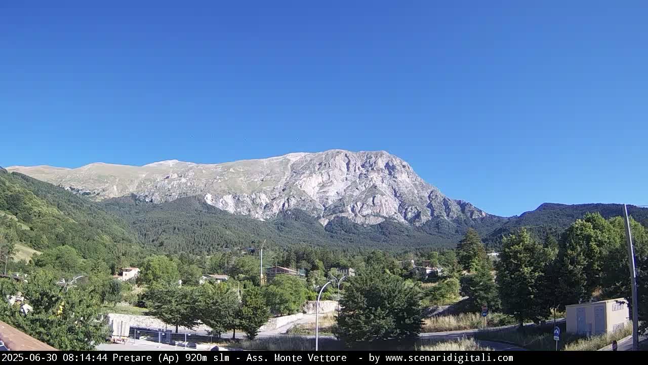 Monte Vettore Mount Panaromic from Pretare Live Cam - Ascoli Piceno, Marche, Italy