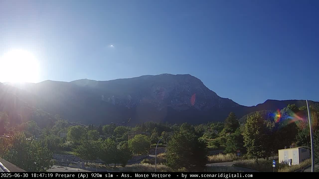 Monte Vettore Mount Panaromic from Pretare Live Cam - Ascoli Piceno, Marche, Italy