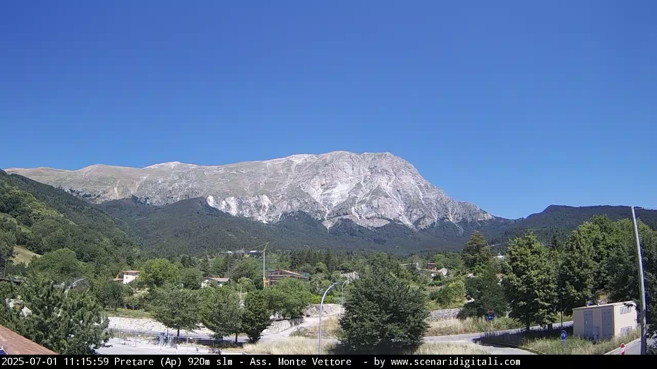 Monte Vettore Mount Panaromic from Pretare Live Cam - Ascoli Piceno, Marche, Italy